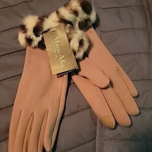 Marcus Adler Women's Faux Fur Cuff Jersey Touchscreen Gloves - One size - Camel